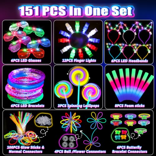 Glow in the Dark Party Supplies Set for Kids & Adults Neon Decorations