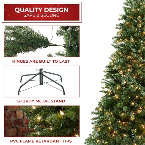 Casafield 4.5FT Realistic Pre-Lit Green Spruce Artificial Christmas Tree with Metal Stand - 4ft 6in
