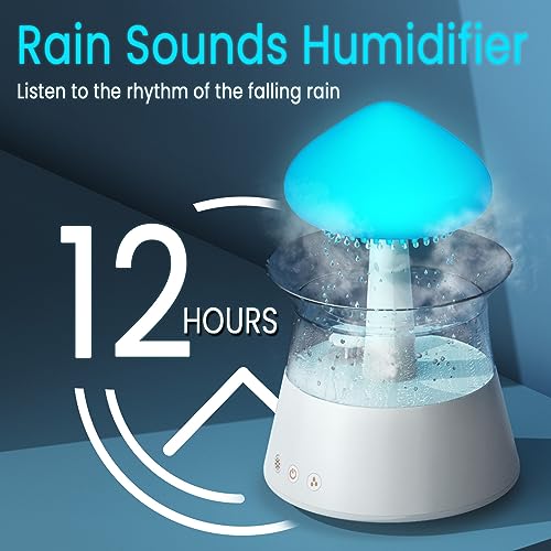 Diffuserlove Rain Water Drip Humidifier with Remote & Color Lights for Bedroom & Office