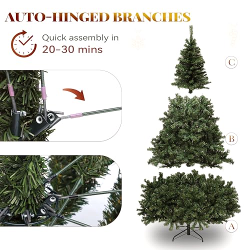 YITAHOME 6ft Pre-Lit Green Artificial Christmas Tree with Remote, 1000 Tips & 250 Lights