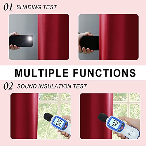 XWZO 52x54 Blackout Curtains with Tiebacks - 2 Panels Red Full Light Blocking
