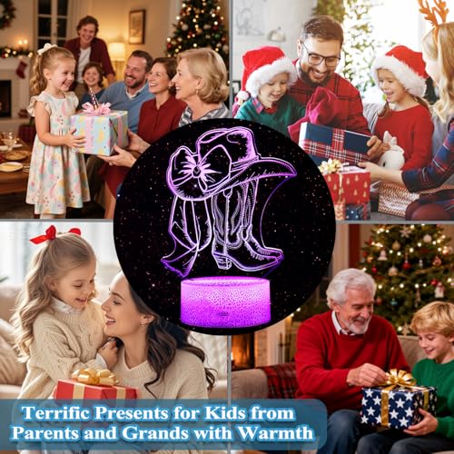 Cowgirl Night Light 3D Illusion Lamp with 16 Colors & Remote Control - Color 11