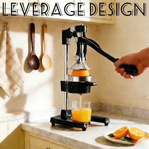 Cast Iron Hand Juicer - Heavy Duty Orange & Fruit Press - Black Variation