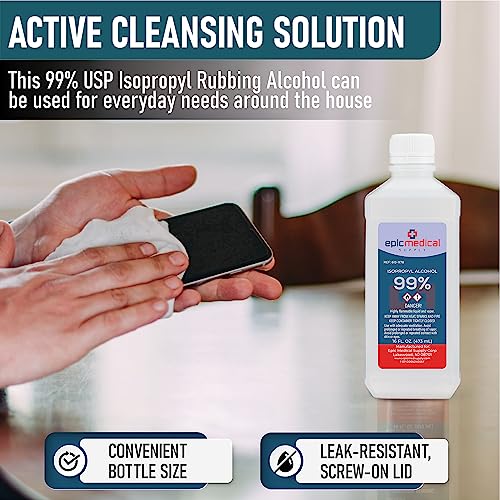 99% Isopropyl Alcohol 16 oz Bottle - Multi-Purpose Surface & Electronic Cleaner - Variation 12