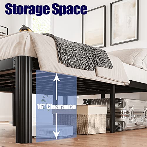 Queen Size Heavy Duty Metal Platform Bed Frame 18in No Box Spring Needed - Black Variation