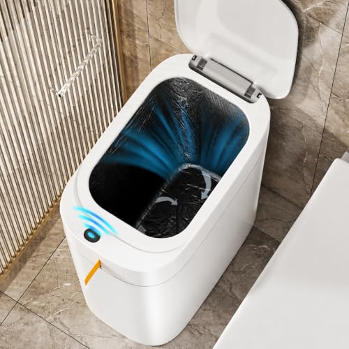MUEE 3.5 Gal Automatic Sensor Trash Can with Bagging System - White