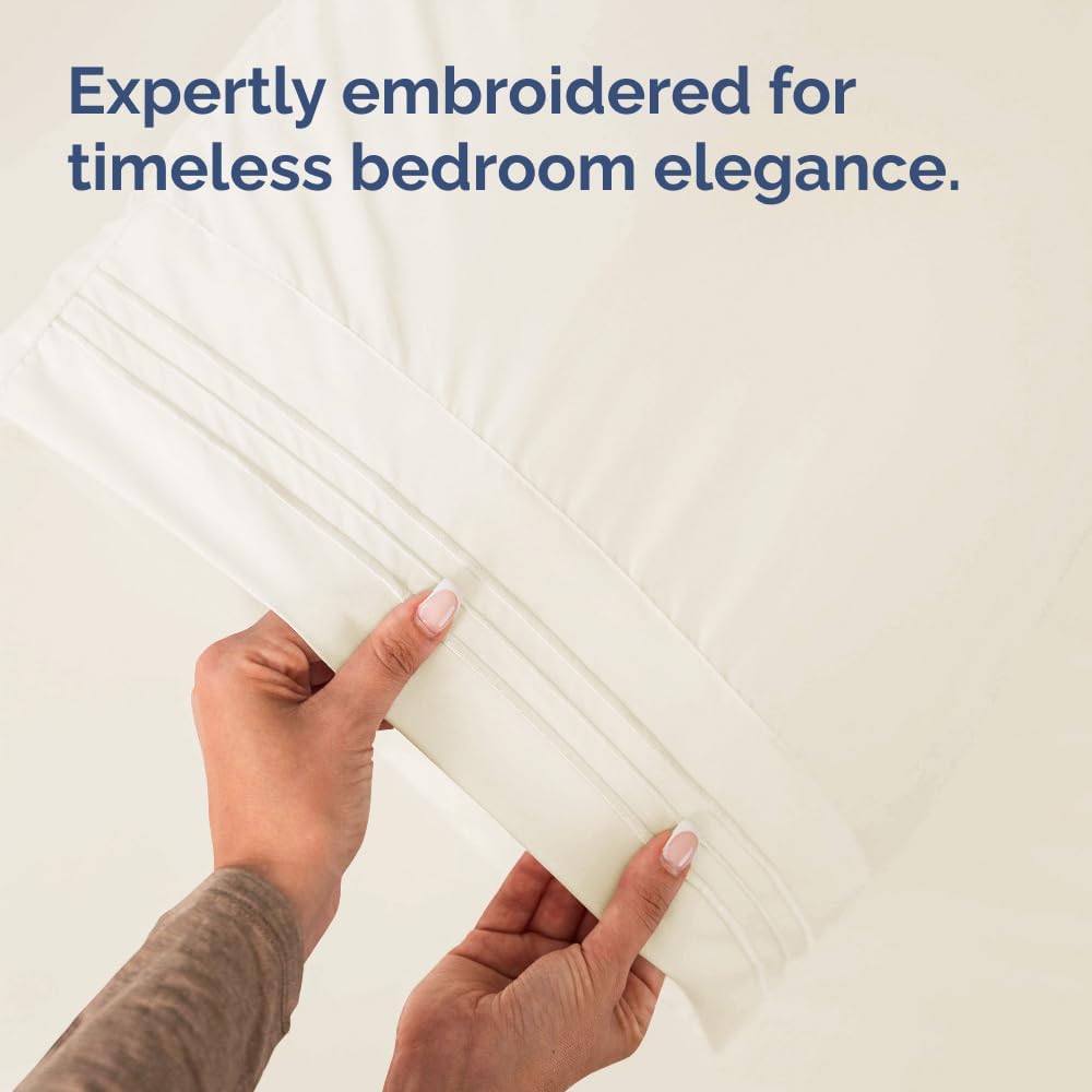 King Standard Pillow Cases by [Brand Name] - Soft Hotel Quality, Wrinkle Resistant & Machine Washable - 2 Piece Set in Off White