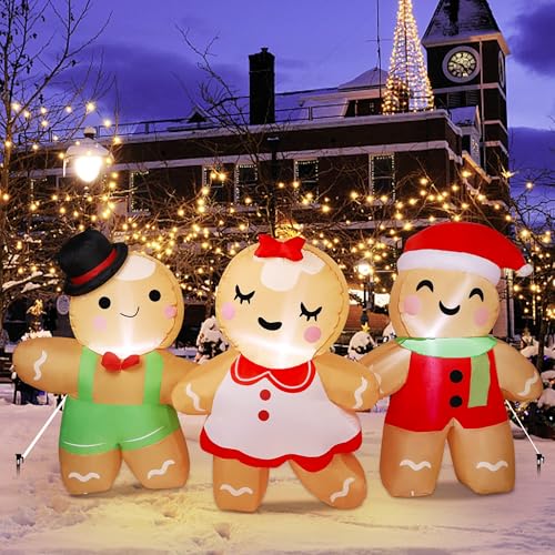 Joliyoou 8ft Christmas Inflatable Decoration Set of 3 with Lights