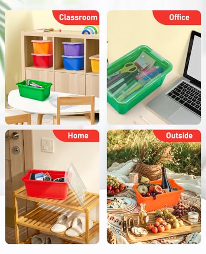 Colorful 6 Quart Stackable Plastic Storage Bins with Lids - Set of 6