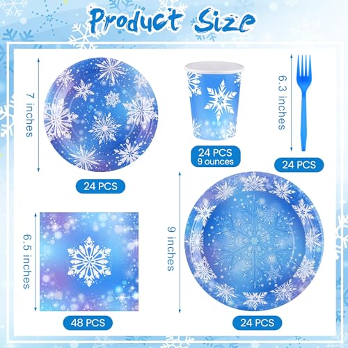 Kochorie Frozen Snowflake Party Supplies Set for Winter & Christmas - 144 Pieces