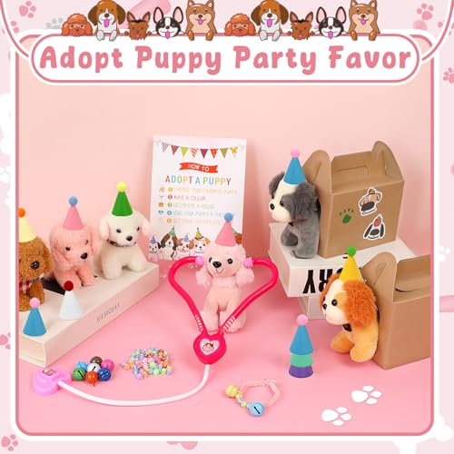 Dog Adoption Party Favors Set - Plush Puppies, House, Certificates & Accessories