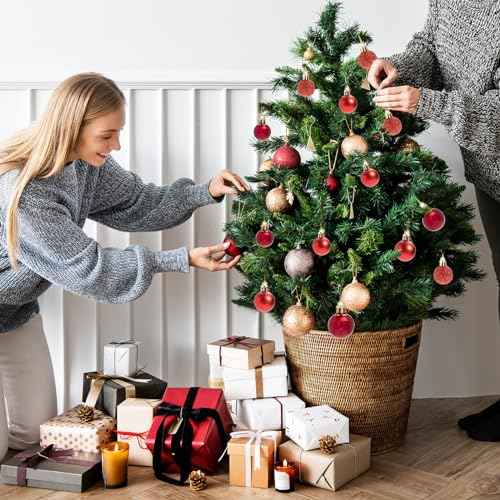 GOOTRADES Set of 24 Mini Shatterproof Christmas Balls Tree Ornaments Party Decoration, 3cm/1.1'' (Red)