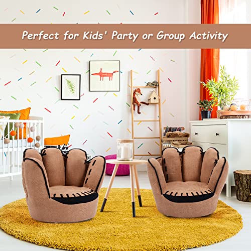 Kids Baseball Glove Armchair - Children's Play Room Sofa with Solid Wood Frame