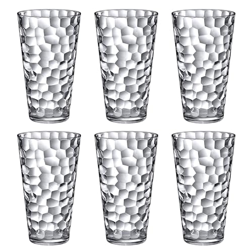 All-Clear Plastic Tumblers Set of 6 - 30oz Iceberg Drinking Glasses BPA-Free