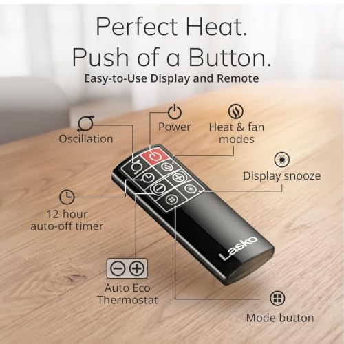 Lasko 12-Inch Ellipse Ceramic Space Heater with Remote Control - Black