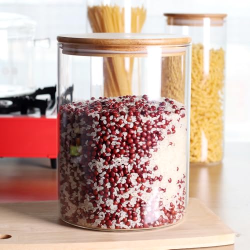 2 Pack Large Glass Food Storage Jars 100 Fl Oz Airtight Bamboo Lids Kitchen Canisters