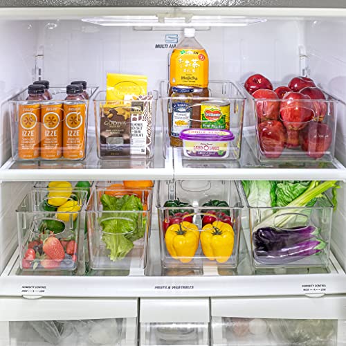 Large Clear Plastic Fridge Organizers & Storage Bins - 8 Pack