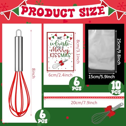 Nuogo 6-Pack Christmas Neighbor Gift Whisks with Cards, 8 Inch