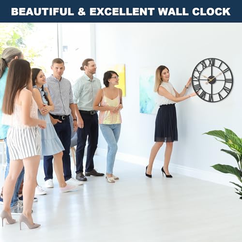 Large Black Roman Numeral Wall Clock - 30 Inch Handmade Metal Decor for Living Room - Variation: Black Roman / 30 Inch
