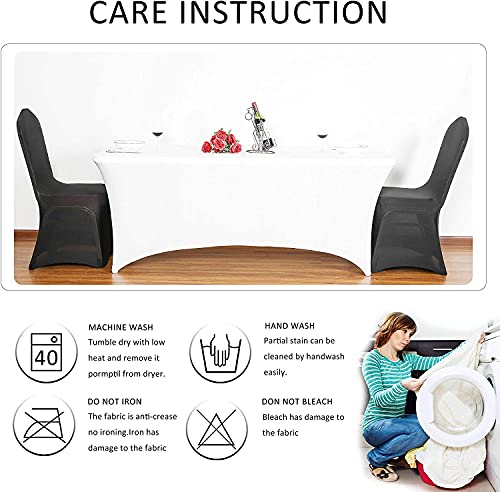 Obstal Stretch Spandex Table Cover for Standard Folding Tables - Universal Rectangular Fitted Tablecloth Protector for Wedding, Banquet and Party (Gold, 4 Ft)