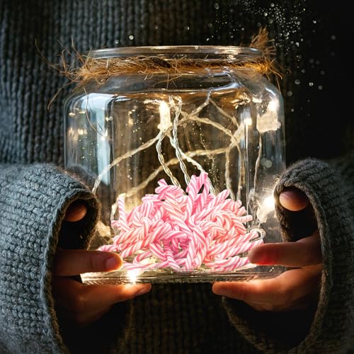 Giegxin 60 Pcs Christmas Mini Candy Canes for Crafts Plastic Candy Cane Ornaments Charms Decor Christmas Miniatures for Craft for Tree Hanging DIY Xmas (Pink and White)