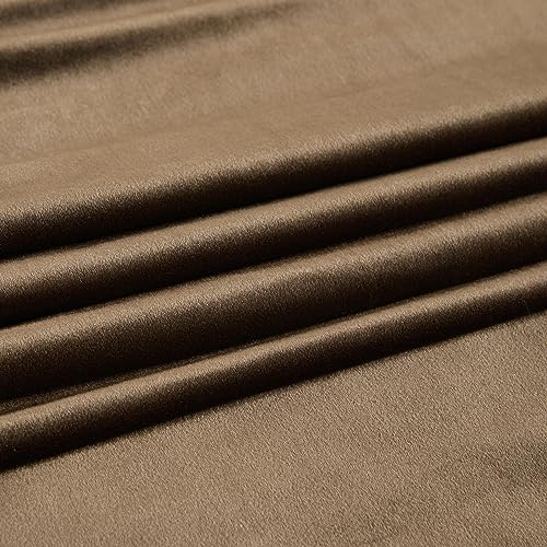 Primrose Brown Velvet Curtains Set of 2 52x120 Inch Room Darkening Window Panels - Blackout, Rod Pocket & Back Tab, Heavy Decor for Bedroom & Living Room