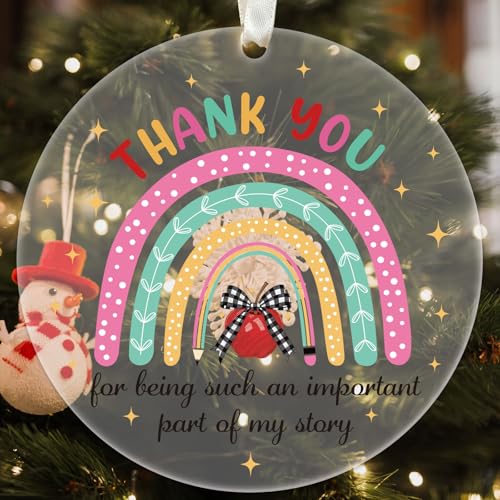 INCOK Teacher Christmas Ornament 2025 - Thank You Gift for Educators, Round Acrylic Holiday Decor, Teacher Appreciation, Christmas Tree Decoration