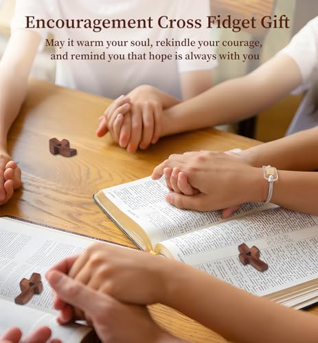 50Pcs Wooden Cross Bulk Set with Organza Gift Bags - Handcrafted Walnut Christian Faith Gifts for Church & Easter - Brown / 50