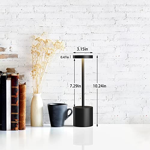 TBBGA Black LED Cordless Table Lamps Set of 2, Rechargeable 5000mAh