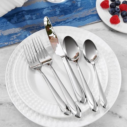 KEAWELL Astra Silverware Set 20/45/65-Piece Flatware Tableware, Silver - Variation 45