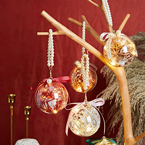 Kingrol 20 Pack 4 Inch Clear Plastic Fillable Christmas Ornament Balls