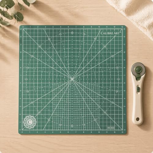 Calibre Art 14x14 Green Rotating Self-Healing Cutting Mat with Grid for Quilting