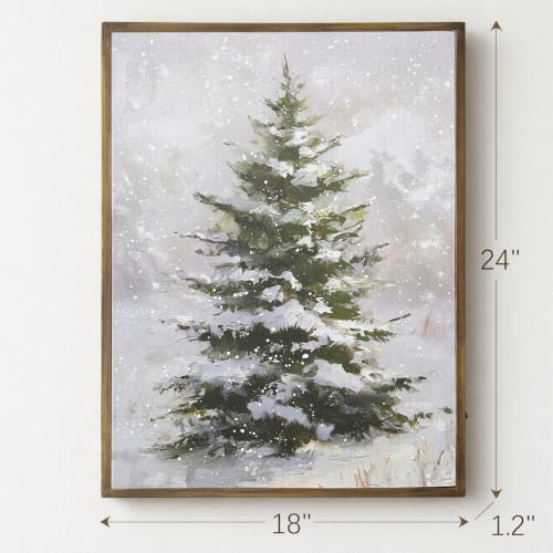 18x24-Inch Lighted Snowy Tree Canvas Wall Decor - Christmas Holiday Artwork