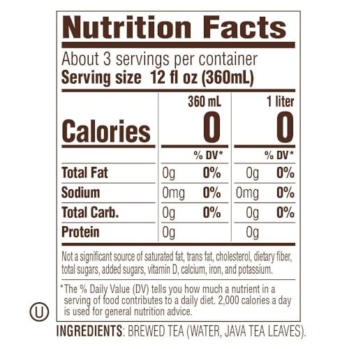 Black Iced Tea Pack - Unsweetened Ready-to-Drink 1L Bottles, 12 Pack - Original Black Tea Variation