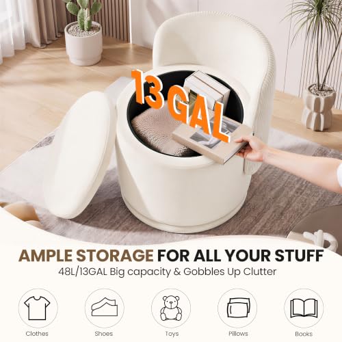 MALOL Beige 360° Swivel Velvet Vanity Chair with Hidden Storage - Set of 1