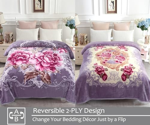 JYK Queen Size Faux Mink Fleece Blanket, 2 Ply 520GSM 5LB Blanket