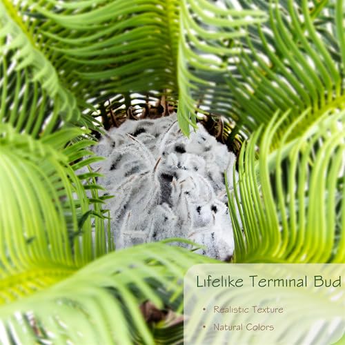 4ft UV-Resistant Faux Sago Palm Tree with Natural Bark & Lifelike Leaves for Indoor Outdoor Decor