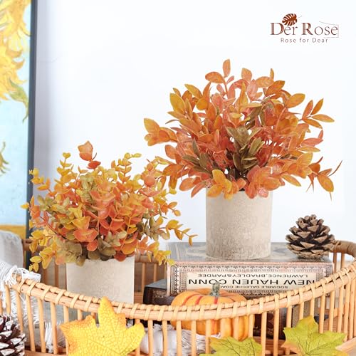 Der Rose 3 Pack Fall Faux Orange Plants for Autumn Table Decor