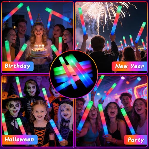 72PCS LED Foam Light Up Sticks Party Pack for Weddings, Concerts & Celebrations