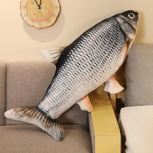 31.5 inches / 80 cm Simulation Fish Plush Toy £¬Soft Fish Cushion Pillow Grass carp Plush Pillow Stuffed Toy Throw Pillow for Home Decoration Gift Kids Stuffed Animal Toy