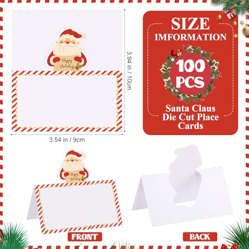 Fumete 100 Pcs Santa Claus Christmas Place Cards for Table Setting, Santa Claus Variation