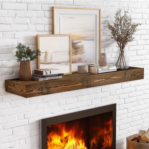 Floating Shelves 48 x 7 x 3 Inch Fireplace Mantel Brown - Heavy-Duty Wall Shelf
