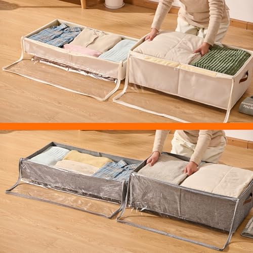 White 6-Inch Under Bed Storage Containers with Wheels Pack of 2 - Shoe & Clothing Organizer