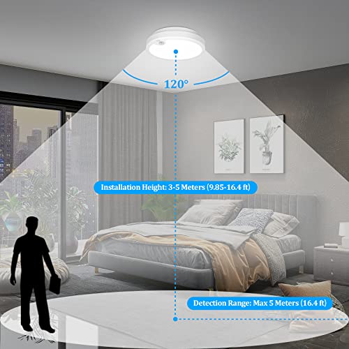 White Battery Operated Motion Sensor Ceiling Light - 7.2 Inch 6000K
