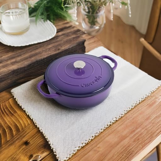 Crock-Pot Artisan 5 Quart Enamel Cast Iron Braiser with Lid Lavender Purple