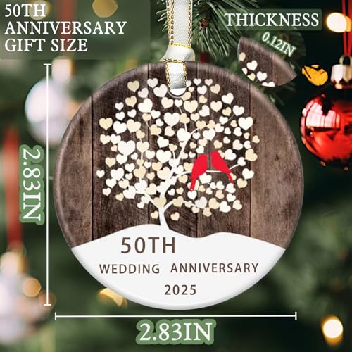 50th Anniversary Wedding Ornament, 50th Wedding, Happy 50th Anniversary Romantic Gifts for Couple, Parents, Wife, Husband, Friends