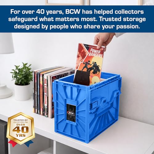 BCW Short Comic Book Bin 150 Capacity 2 Pack Blue Comic Storage Organizer