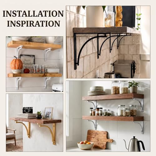 Gold 10 Inch Heavy Duty Shelf Brackets Set of 4 - Wall Mount Support for Shelving