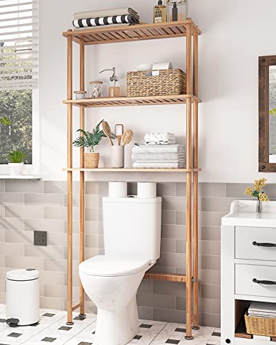 AmazerBath Natural Bamboo Over Toilet Storage Shelf 3-Tier Bathroom Organizer