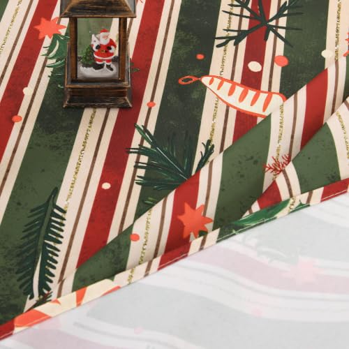 DWCN Christmas Striped Rectangular Tablecloth 70 x 108 Inch, Green Farmhouse Holiday Decor